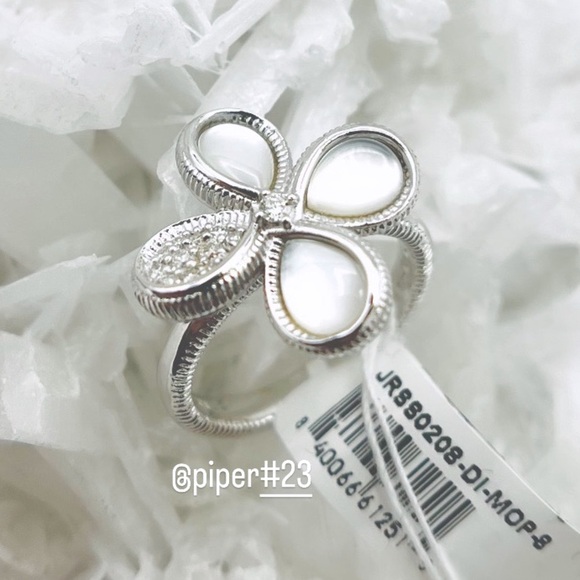 NWT Judith Ripka Jardin Flower MOP and Diamond Ring 8 - Picture 6 of 16